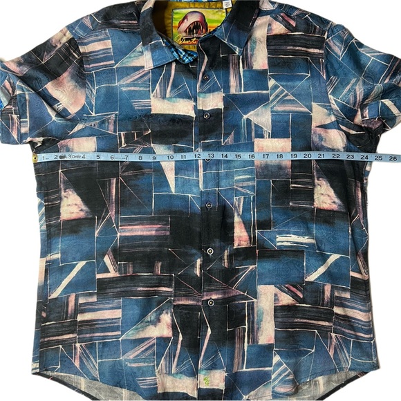 Robert Graham oceanic Abstract Short Sleeve Button Up Silk Shirt XL - Picture 9 of 10